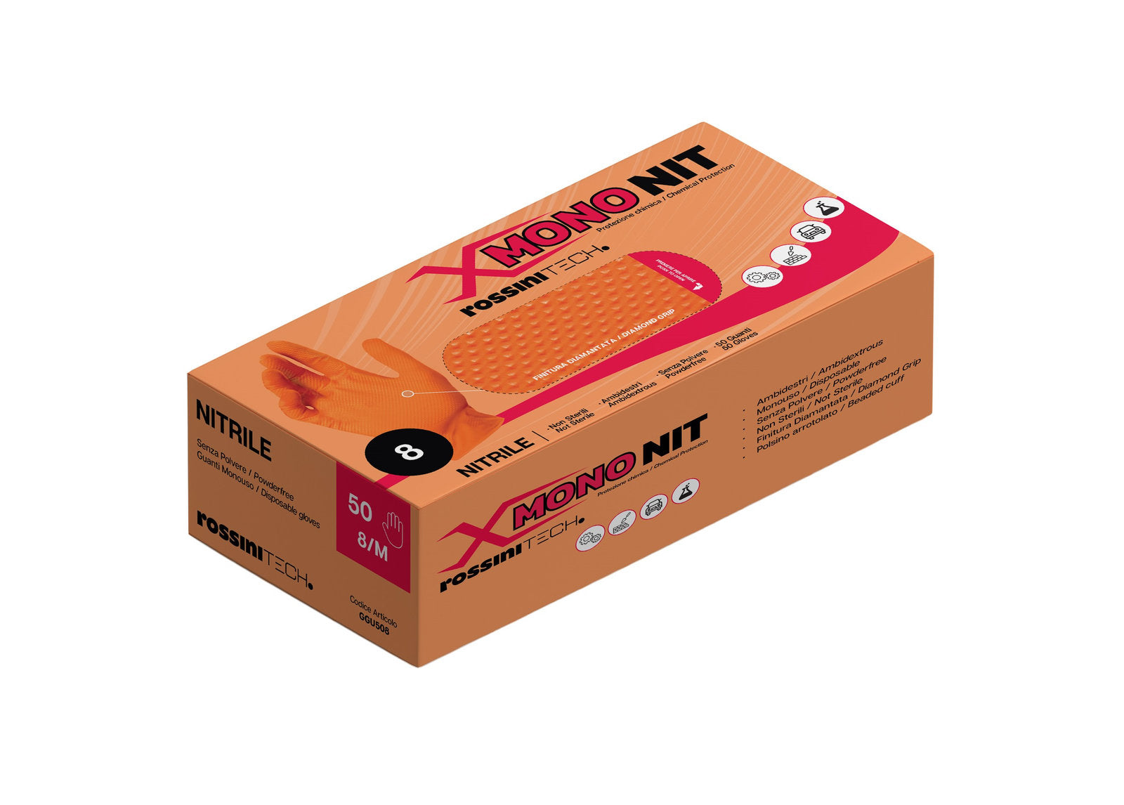GUANTO NITRILE DIAMOND ORANGE 50PZ